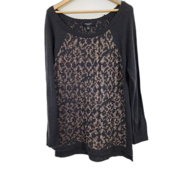 NWT Metallic Leopard Print Sweater- Womens Size Large - Picture 1 of 5